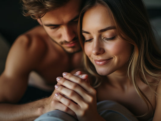 A man and woman in love practicing edging.