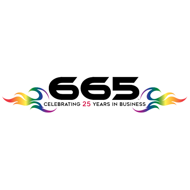 Colorful 665 Inc celebrating 25 years in business logo