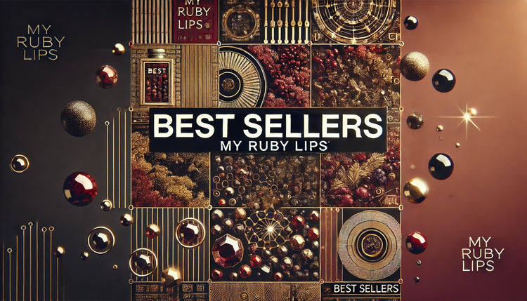 Here is the wide-format image for "Best Sellers" for the My Ruby Lips website. It features elegant and alluring elements with a sleek and sophisticated background, highlighting the top-selling products.