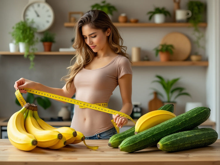 A woman measuring produce.