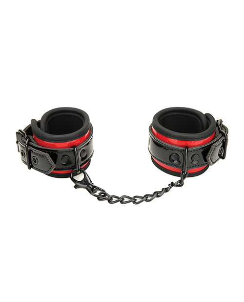 WhipSmart Heartbreaker Deluxe Love Cuffs in Black/Red Product Image.