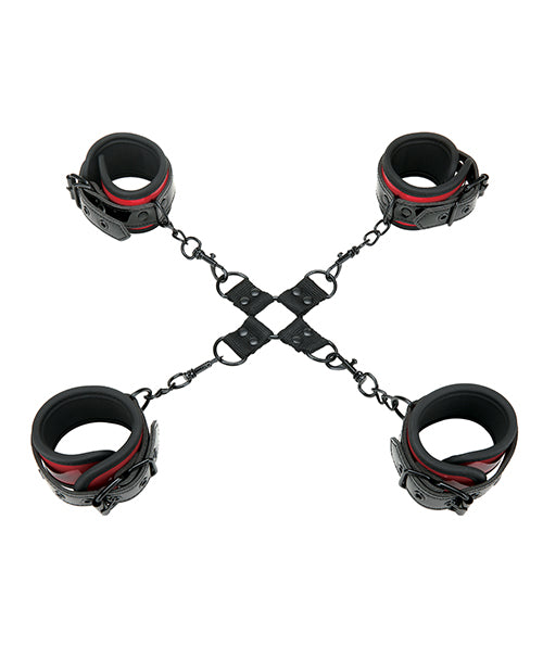 WhipSmart Heartbreaker Deluxe Hogtie Kit - Black/Red: The Ultimate Introduction to BDSM Product Image.