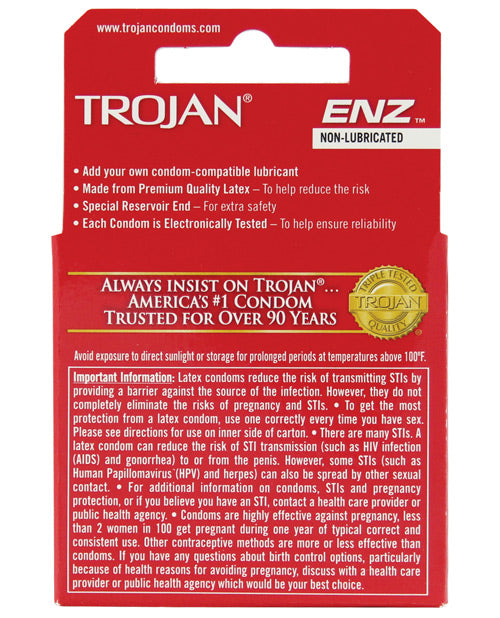 Condones no lubricados Trojan Enz: simples y confiables Product Image.