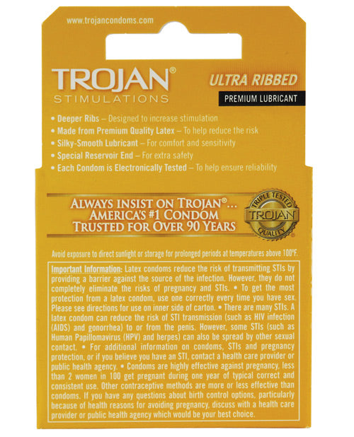 Preservativos Trojan Ultra Ribbed: paquete de estimulación mejorada Product Image.