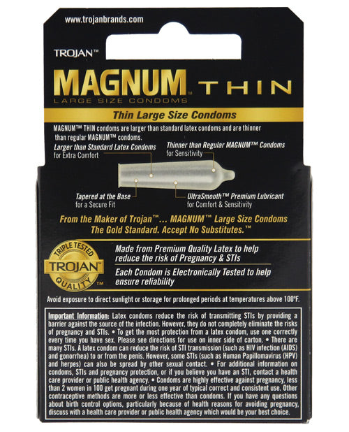 Condones finos Trojan Magnum: tamaño, comodidad y confiabilidad Product Image.