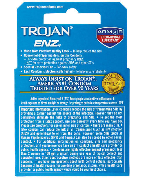 Paquete de 3 Trojan Enz: condones de protección mejorada Product Image.