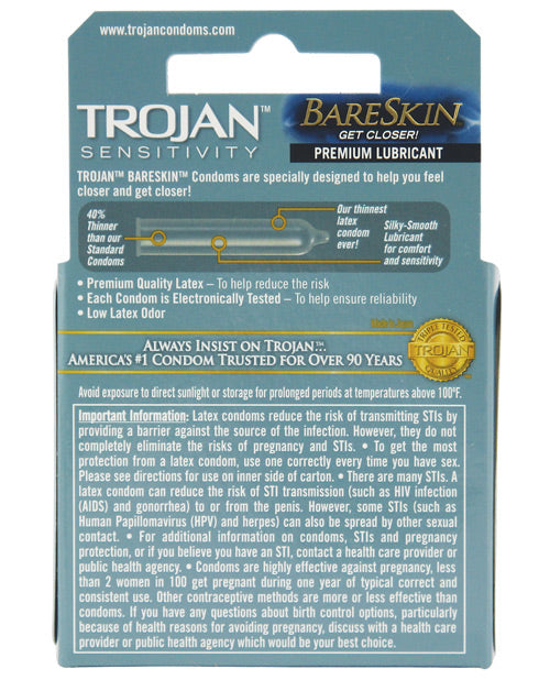 Trojan Bareskin: condones de látex ultrafinos Product Image.
