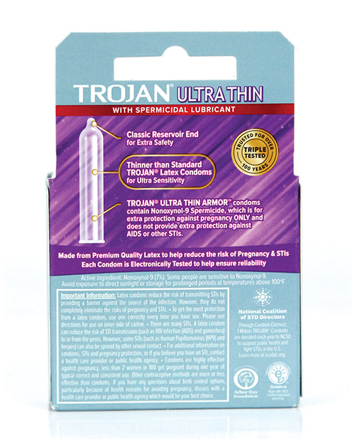 Trojan Ultra Thin Armor Condoms with Spermicide Product Image.