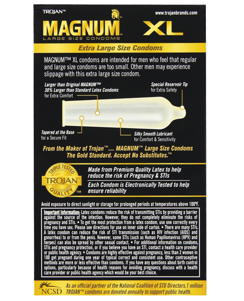 Trojan Magnum XL Condoms - 12-Pack Product Image.