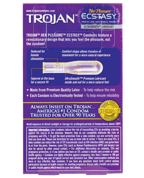 Preservativos Trojan Her Pleasure Ecstasy: máxima sensación y comodidad Product Image.