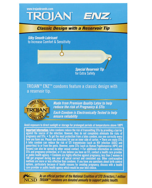 Condones lubricados Trojan Enz - Paquete de 3 Product Image.