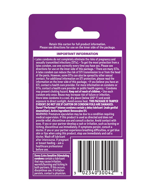 Pack Placer de Preservativos Durex: 3 opciones sensacionales para aventuras íntimas Product Image.
