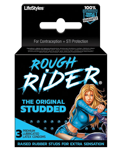 Lifestyles Rough Rider 鑲嵌保險套套裝 - 3 件裝 - featured product image.