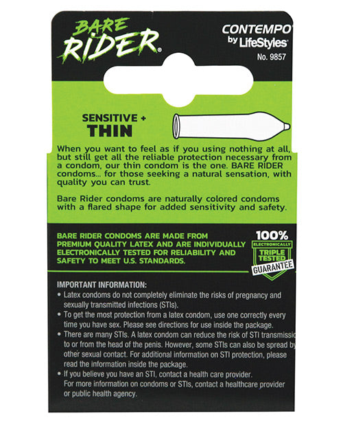 Condones finos Contempo Bare Rider: seguridad y comodidad sensacionales Product Image.