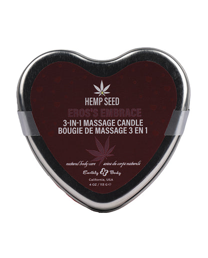 Earthly Body 2024 Valentines 3-In-1 Massage Heart Candle - 4 Oz