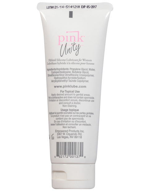 Pink Unity Hybrid Silicone Based Lubricant - 3.3 oz Tube Product Image.