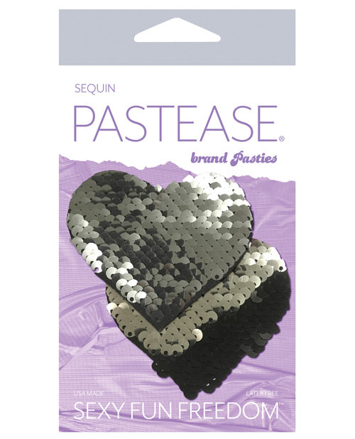 Pearl & White Color Changing Sequin Heart Nipple Pasties by Pastease® Product Image.