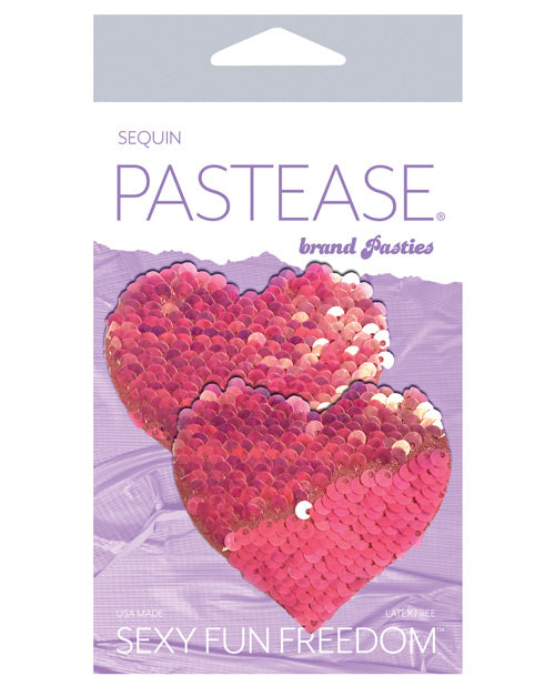 Pastas para pezones con forma de corazón y lentejuelas que cambian de color blanco y perla Product Image.