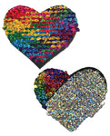 Pearl & White Color Changing Sequin Heart Nipple Pasties by Pastease®