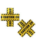 Cubrepezones cruzados Premium Caution - Negro/Amarillo