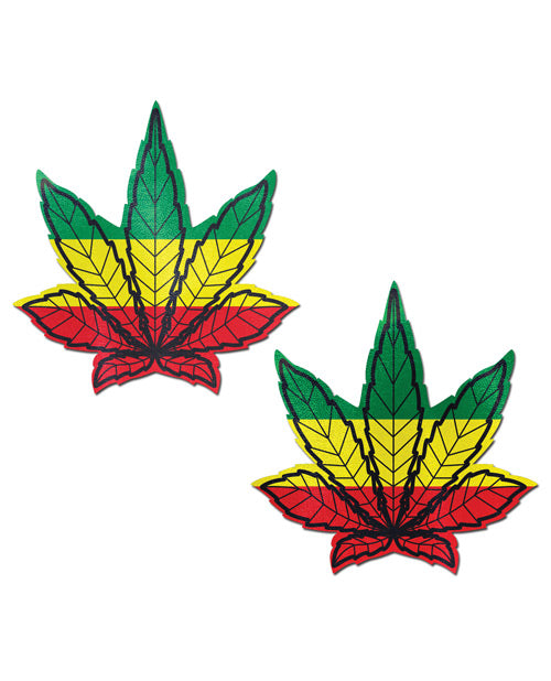 Cubiertas para pezones de hoja de marihuana Rasta Product Image.