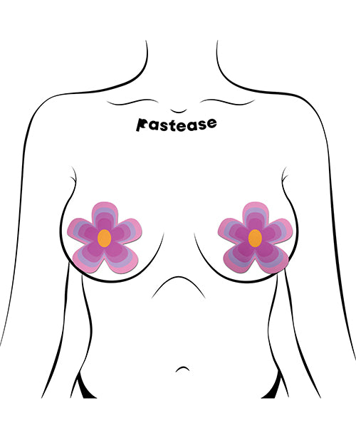 Pastease Premium Groovy Flower Purple Nipple Covers Product Image.