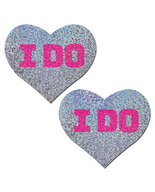 Silver "I Do" Nipple Covers Product Image.