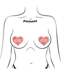 Pastease Premium Retro Heart Juicy Pink Grapefruit Nipple Pasties