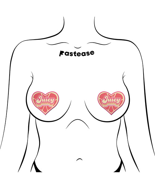 Pastease Premium Retro Heart Juicy Pink Grapefruit Nipple Pasties Product Image.