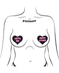 Embrace Playfulness with Pastease Premium Heart Let's Do Butt Stuff Nipple Pasties - Black/Pink O/S