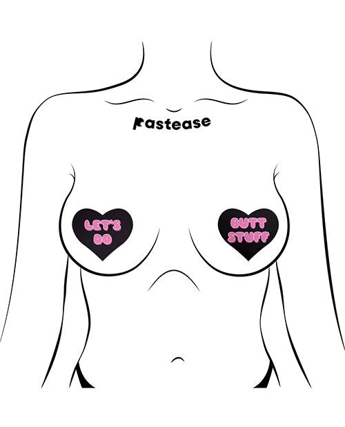 用 Pastease Premium Heart Let's Do Butt Stuff 乳頭膏擁抱樂趣 - 黑色/粉紅色 O/S Product Image.