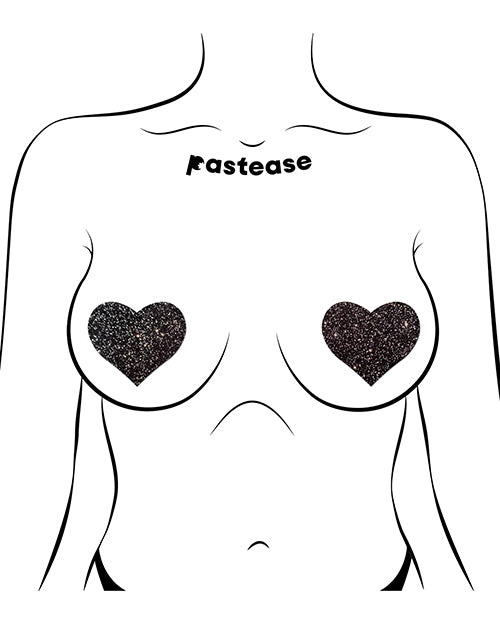 Pastas para pezones con forma de corazón negro brillante de Pastease Product Image.