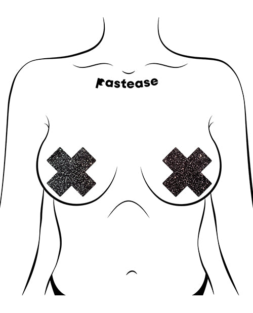 Sparkling Black Heart Nipple Pasties by Pastease All Sparkle Plus X Product Image.