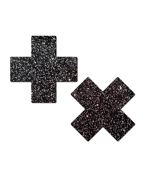 Pastas para pezones con forma de corazón negro brillante de Pastease All Sparkle Plus X Product Image.