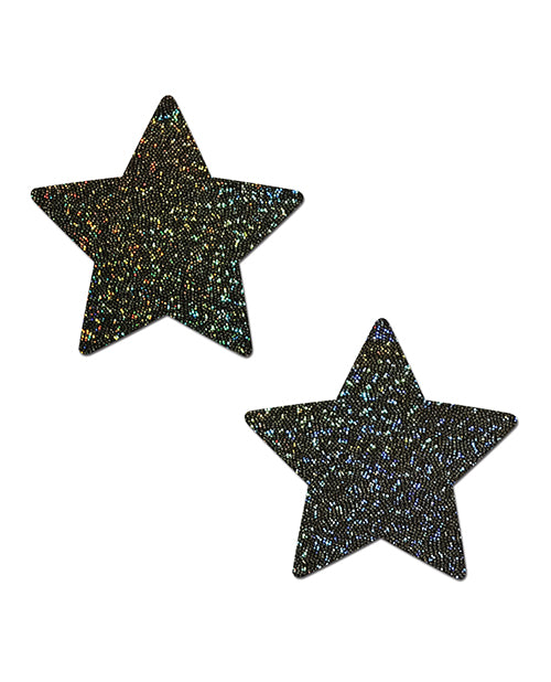 Black Glitter Star Nipple Pasties Product Image.