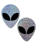 Cubrepezones alienígenas con purpurina plateada