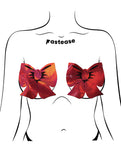 Red Holographic Bow Breast Covers by Pastease