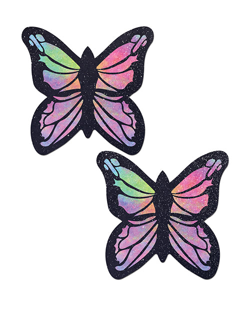 Cubiertas para pezones de mariposa de terciopelo arcoíris: máxima cobertura y diseño de moda Product Image.