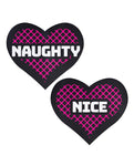 "Black/Pink Naughty & Nice Hearts Pastease - Premium Quality, One Size Fits Most"