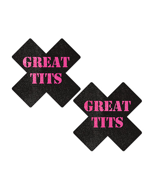 Cubrepezones cruzados Great Boobs - Negro/Rosa 🖤💖 Product Image.