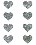 Pastease Premium Mini Glitter Hearts - Silver Pack of 8