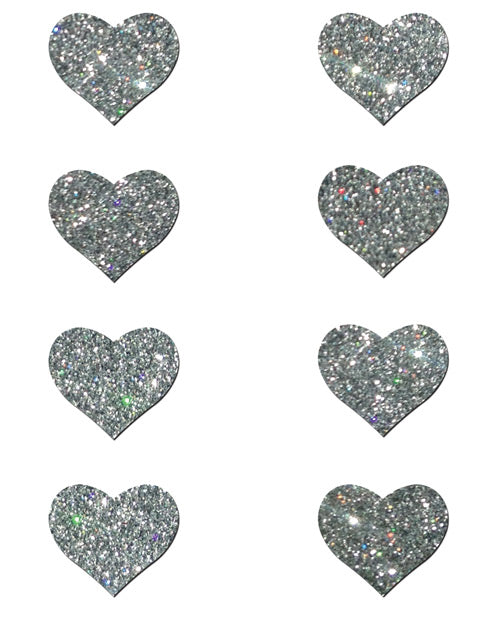 Pastease Premium Mini Glitter Hearts - Silver Pack of 8 Product Image.
