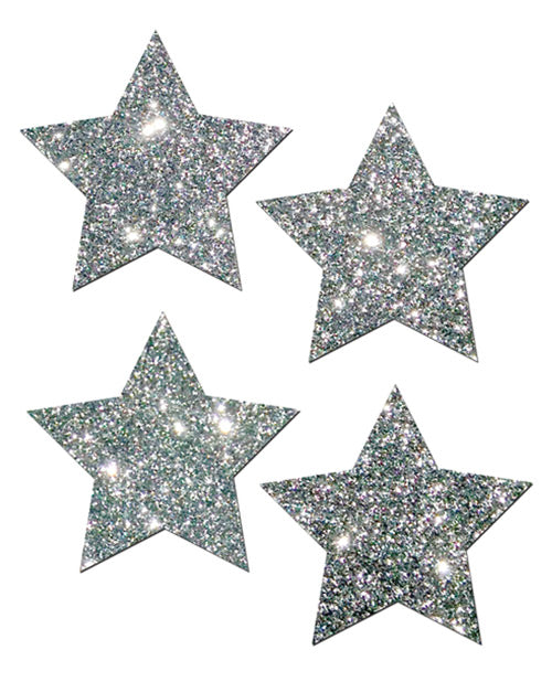 Pastease Premium Petites Glitter Star - Silver O/S Pack of 2 Pair Product Image.