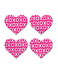 Pasties para pezones Pink XO Hearts, hechos a mano en los EE. UU.