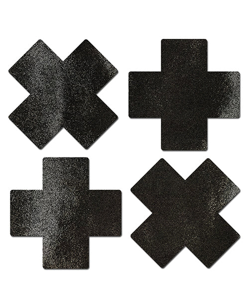 Black Liquid Cross Nipple Covers - Pack of 2 Product Image.