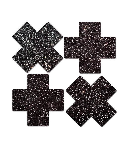 Pastease Premium Petites Sparkle Plus X Pastillas para pezones negras, paquete de 2 Product Image.