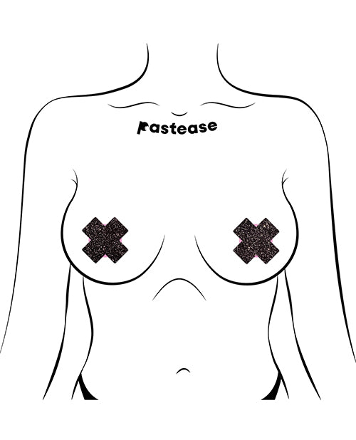 Pastease Premium Petites Sparkle Plus X Black Nipple Pasties - Pack of 2 Product Image.