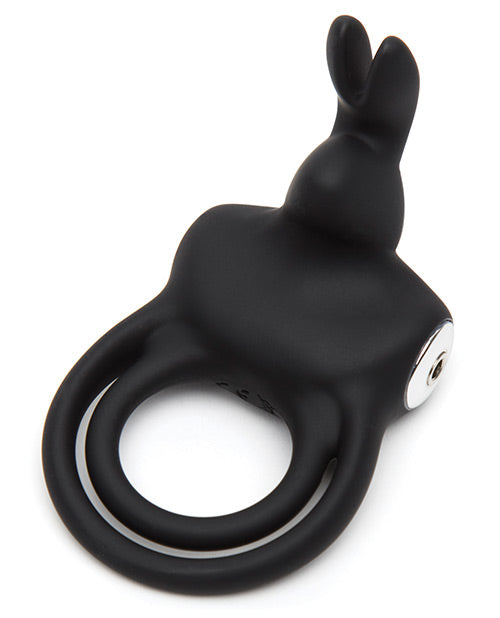 Happy Rabbit Vibrating Rabbit Cock Ring - Black: Enhanced Staying Power, Intense Clitoral Stimulation, Versatile Vibration Modes Product Image.