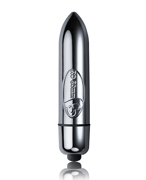 Rocks Off RO-80 mm Chrome Bullet: Bala vibradora potente, silenciosa e impermeable Product Image.