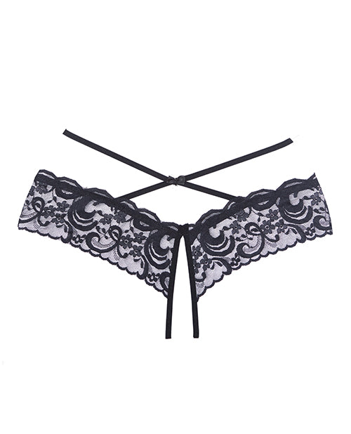 Adore Dare Me Cross Waist Lace Panty - Black O/S Product Image.